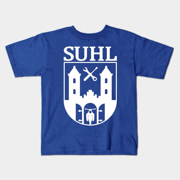 Suhl Coat of Arms with Simson Star / Sparrowhawk / Hawk (white) Kids T-Shirt by GetThatCar